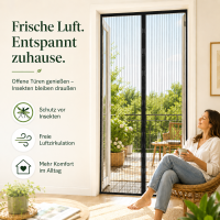 Fliegenvorhang 100 x 220 cm in Schwarz mit Magnetverschluss
