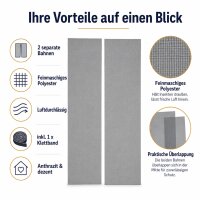 Fliegengitter 2er Set 60 x 210 cm Anthrazit mit Klettband