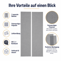 Fliegengitter 2er Set 60 x 210 cm Anthrazit mit Klettband