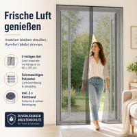 Fliegengitter 2er Set 60 x 210 cm Anthrazit mit Klettband