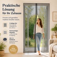 Fliegengitter 2er Set 60 x 210 cm Anthrazit mit Klettband