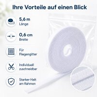 Klettband für Fliegengitter 5,6 m x 0,6 cm Weiß