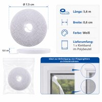 Klettband für Fliegengitter 5,6 m x 0,6 cm Weiß
