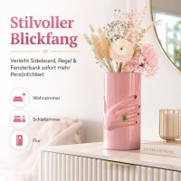 Keramikvase Pink mit Hand-Design, ca. 20 cm