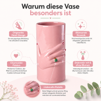 Keramikvase Pink mit Hand-Design, ca. 20 cm
