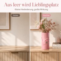 Keramikvase Pink mit Hand-Design, ca. 20 cm
