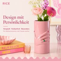Keramikvase Pink mit Hand-Design, ca. 20 cm