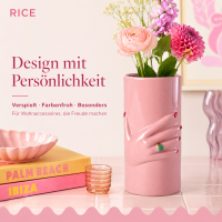 Keramikvase Pink mit Hand-Design, ca. 20 cm