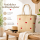 Rice Handgefertigte Raffia Tasche mit roten Herzen – Natur Shopper ca. 32 x 33 x 22 cm