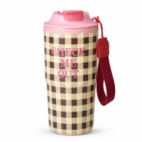 RICE Thermobecher Check Me Out 550 ml – kariert in Pink & Braun