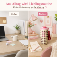 RICE Thermobecher Check Me Out 550 ml – kariert in Pink & Braun