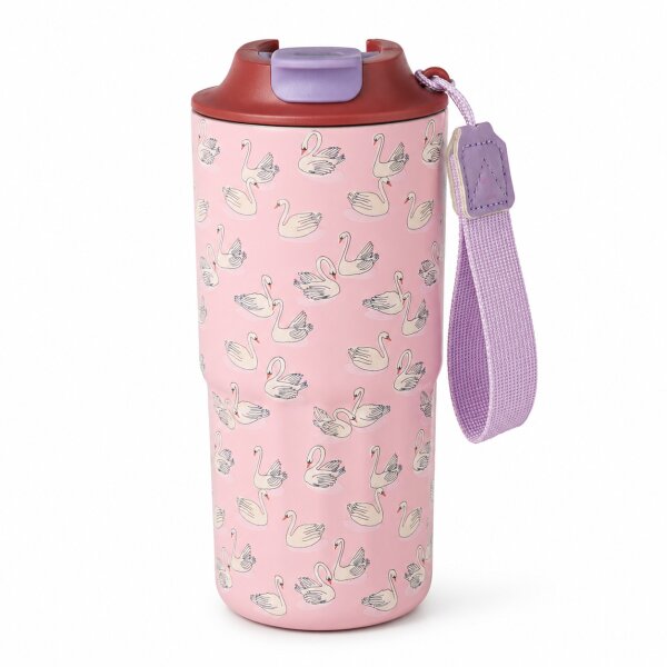 RICE Thermobecher Swan in Paris 550 ml – rosa Schwan-Print