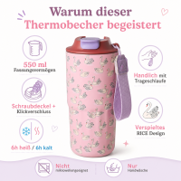 RICE Thermobecher Swan in Paris 550 ml – rosa Schwan-Print
