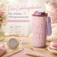 RICE Thermobecher Swan in Paris 550 ml – rosa Schwan-Print