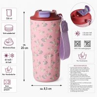 RICE Thermobecher Swan in Paris 550 ml – rosa Schwan-Print