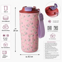 RICE Thermobecher Swan in Paris 550 ml – rosa Schwan-Print
