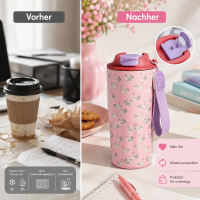 RICE Thermobecher Swan in Paris 550 ml – rosa Schwan-Print