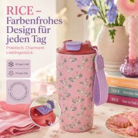 RICE Thermobecher Swan in Paris 550 ml – rosa Schwan-Print