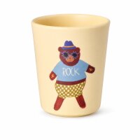 RICE Kinderbecher aus Melamin 150 ml – gelb mit Bärenmotiv ROCK