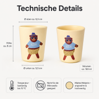 RICE Kinderbecher aus Melamin 150 ml – gelb mit Bärenmotiv ROCK