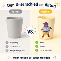 RICE Kinderbecher aus Melamin 150 ml – gelb mit Bärenmotiv ROCK