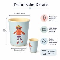Melamin Kinderbecher 150ml Blau Himmelblau - kleiner Becher mit Affe