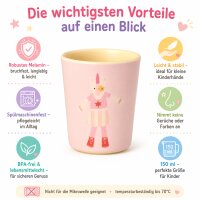 RICE Melamin Kinderbecher mit Einhorn-Motiv, rosa, 150 ml