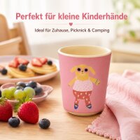 RICE Melamin Kinderbecher mit Hundemotiv, rosa, 150 ml