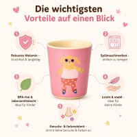 RICE Melamin Kinderbecher mit Hundemotiv, rosa, 150 ml