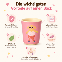 RICE Melamin Kinderbecher mit Hundemotiv, rosa, 150 ml