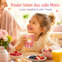 RICE Melamin Kinderbecher mit Hundemotiv, rosa, 150 ml