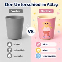 RICE Melamin Kinderbecher mit Hundemotiv, rosa, 150 ml
