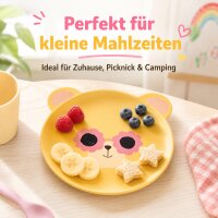RICE Melamin Kinderteller mit Hundemotiv, gelb, Ø 19 cm