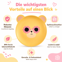 RICE Melamin Kinderteller mit Hundemotiv, gelb, Ø 19 cm