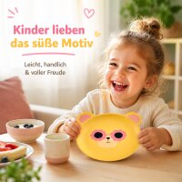 RICE Melamin Kinderteller mit Hundemotiv, gelb, Ø 19 cm