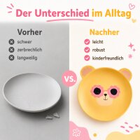 RICE Melamin Kinderteller mit Hundemotiv, gelb, Ø 19 cm