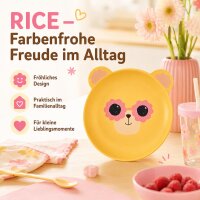RICE Melamin Kinderteller mit Hundemotiv, gelb, Ø 19 cm