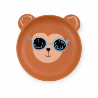 RICE Melamin Kinderteller mit Affenmotiv – matt,...