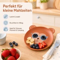 RICE Melamin Kinderteller mit Affenmotiv – matt, BPA-frei, Ø 19 cm
