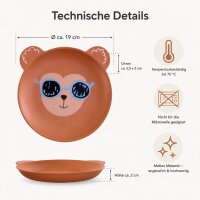 RICE Melamin Kinderteller mit Affenmotiv – matt, BPA-frei, Ø 19 cm