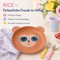 RICE Melamin Kinderteller mit Affenmotiv – matt, BPA-frei, Ø 19 cm