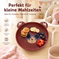 RICE Melamin Kinderteller mit Bärenmotiv – matt, BPA-frei, Ø 19 cm