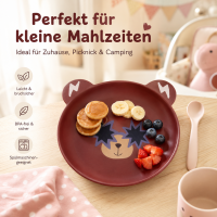 RICE Melamin Kinderteller mit Bärenmotiv – matt, BPA-frei, Ø 19 cm