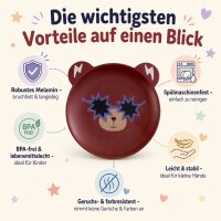 RICE Melamin Kinderteller mit Bärenmotiv – matt, BPA-frei, Ø 19 cm