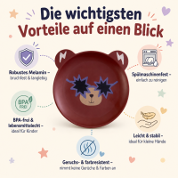 RICE Melamin Kinderteller mit Bärenmotiv – matt, BPA-frei, Ø 19 cm