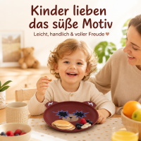 RICE Melamin Kinderteller mit Bärenmotiv – matt, BPA-frei, Ø 19 cm
