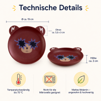 RICE Melamin Kinderteller mit Bärenmotiv – matt, BPA-frei, Ø 19 cm