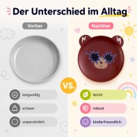 RICE Melamin Kinderteller mit Bärenmotiv – matt, BPA-frei, Ø 19 cm