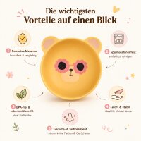 RICE Melaminschale Bär mit Blumenbrille – BPA-freie Kinderschale Ø ca. 12,5 cm