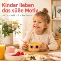 RICE Melaminschale Bär mit Blumenbrille – BPA-freie Kinderschale Ø ca. 12,5 cm